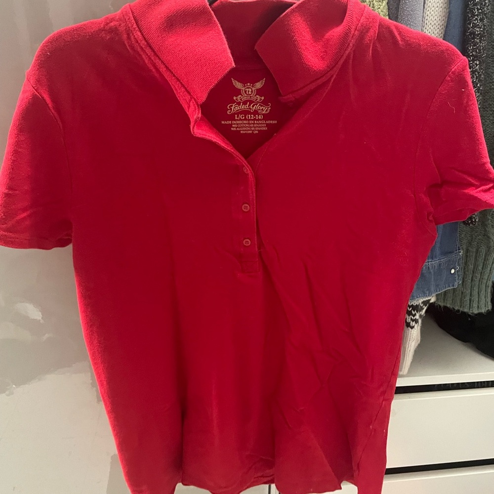 Faded Glory Red Button Down Shirt